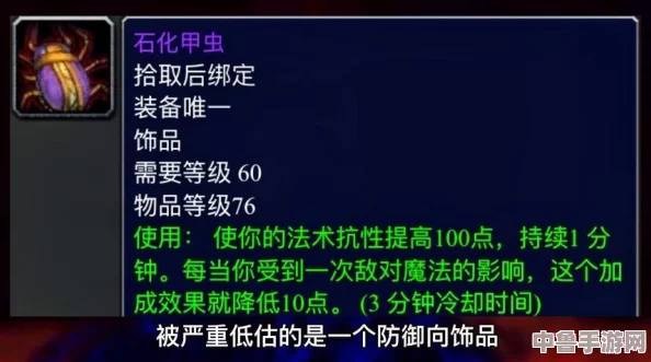 深度：魔兽世界怀旧服全饰品装备属性大全，探寻石化甲的独特魅力与定位！